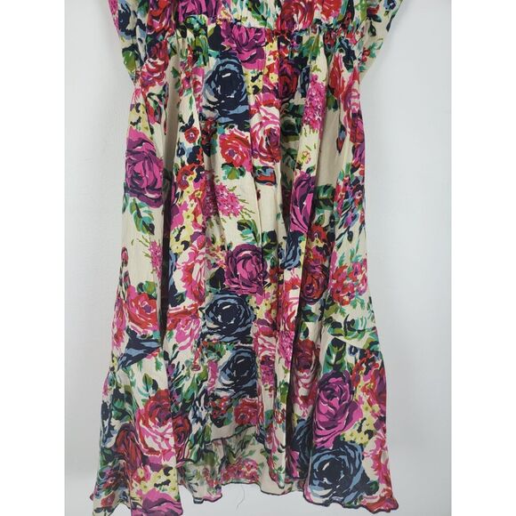 Fire Los Angelas Mini Dress S Womens Multicolor Floral Sleeveless Ruffled Midi - Picture 8 of 9